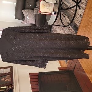 Jessica Howard Black Chiffon Dress with Metallic Silver Dots